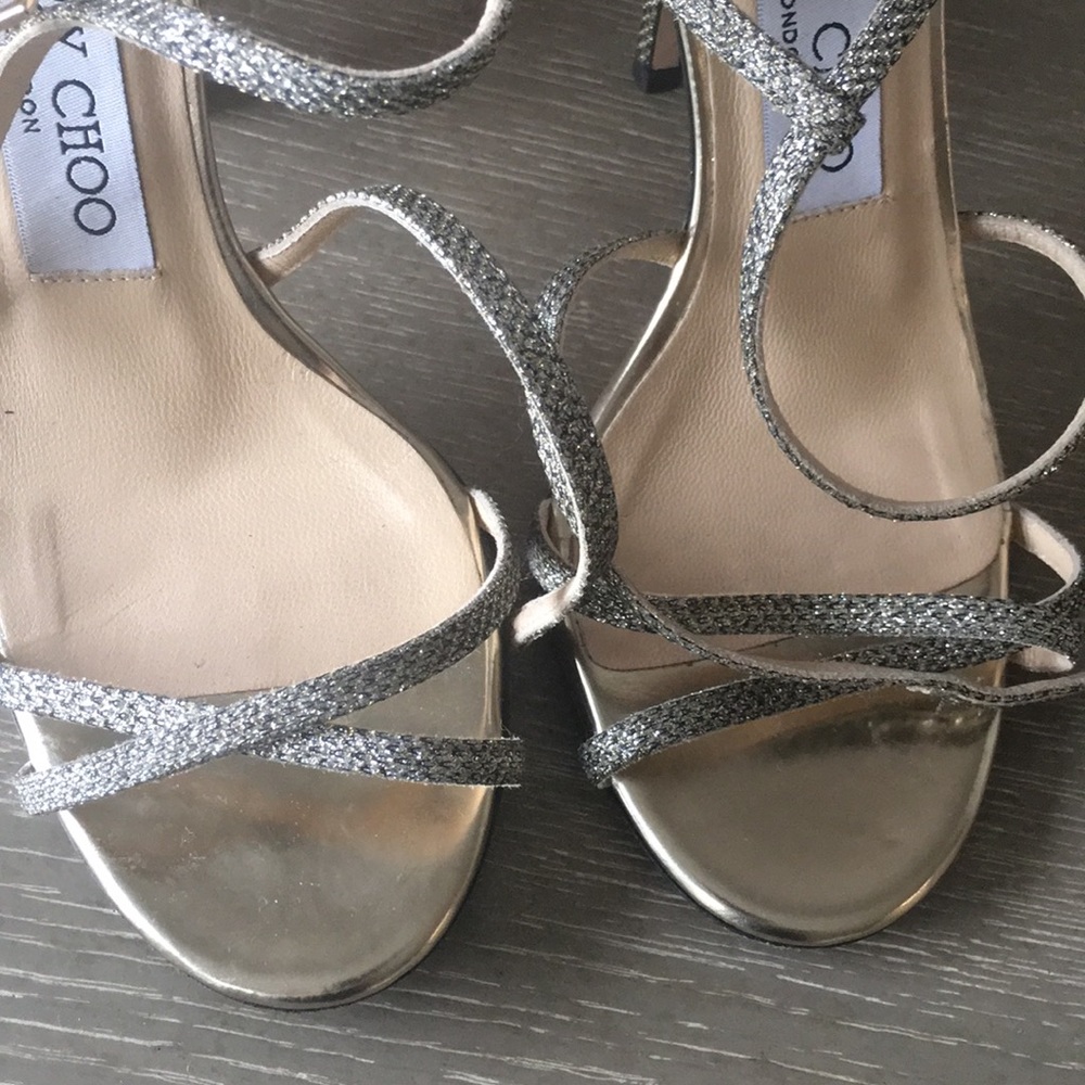 Jimmy Choo Wedding Shoe Lame Glitter Sandal Sz 5 - Picture 5 of 5